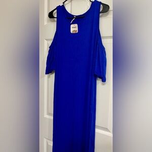 Vibrant Blue Cold Shoulder MAXI Dress
